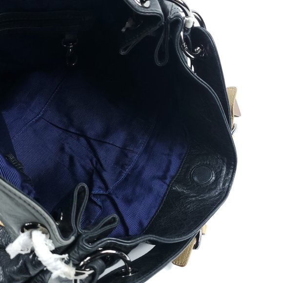 Isabella Fiore Colorblock Black Gray Leather Bag - Picture 7 of 8